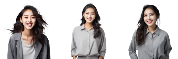 Beautiful young Asian woman dressed casually transparent background AI Generative png