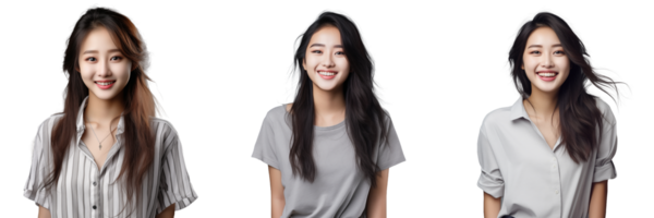 Beautiful young Asian woman dressed casually transparent background AI Generative png