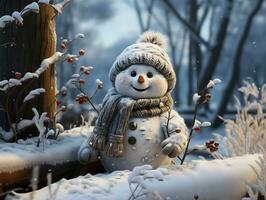 AI Generated Snowman snow winter photo