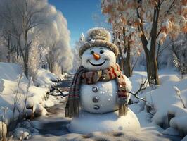 AI Generated Snowman snow winter photo