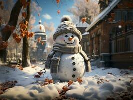 AI Generated Snowman snow winter photo
