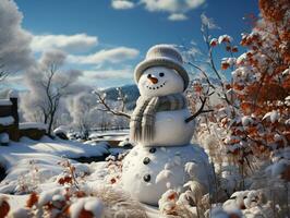 AI Generated Snowman snow winter photo