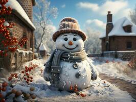 AI Generated Snowman snow winter photo