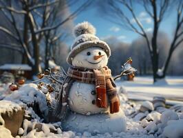 AI Generated Snowman snow winter photo