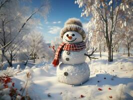 AI Generated Snowman snow winter photo