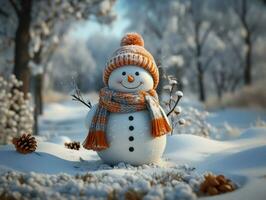 AI Generated Snowman snow winter photo