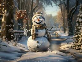 AI Generated Snowman snow winter photo