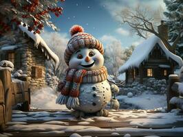 AI Generated Snowman snow winter photo