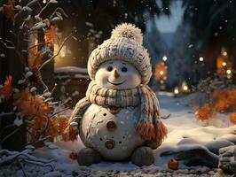 AI Generated Snowman snow winter photo