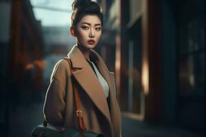 Chinese wearing coat. Generate Ai photo