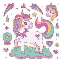 unicornio mano dibujo elemento ilustración vector