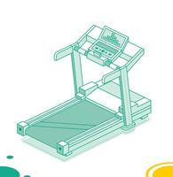 Isometric treadmill. Running simulator. Outline object isolated on white background. vector