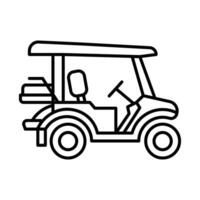 Caddy golf car. Outline icon isolated on white background. Golf car sign. vector
