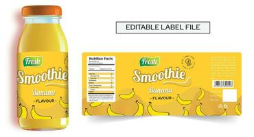 Banana Smoothie Label Design with Bottle Label Template vector file