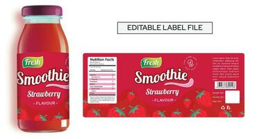 Strawberry Smoothie Label Design Editable Bottle Label Design vector