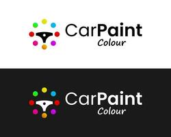 Car steering wheel, industrial color painting, logo design. vector