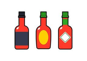 Cartoon Hot Sauce Bottles Vector Illustration