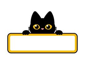 Cute Black Cat Vector Label