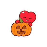 Vector Cute Heart With Jack o Lantern