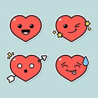 conjunto de linda corazón personaje expresiones vector