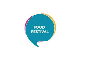 nuevo comida festival sitio web, hacer clic botón, nivel, firmar, discurso, burbuja bandera, vector
