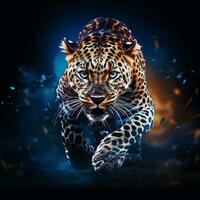 leopard running on background photo