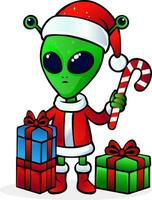 Funny Christmas Alien clipart vector