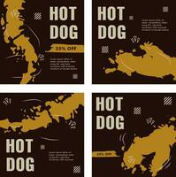 Retro hot dog menu template set vector