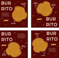 Burrito Template menu set for social media vector