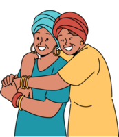 contento adulto madre y hija en nacional africano ropa abrazo juntos, alegría a reunión png