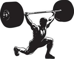 Weightlifter lifts big barbell vector silhouette 3