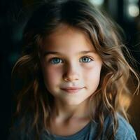 retrato de un pequeño niño con hermosa ojos, ai generativo foto