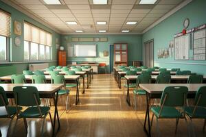 Interior of a classroom with natural light AI generated photo