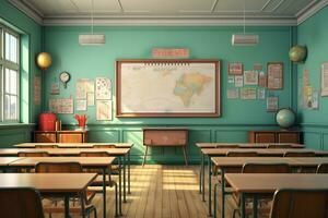 Interior of a classroom with natural light AI generated photo