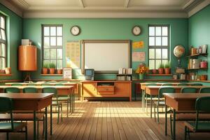 Interior of a classroom with natural light AI generated photo