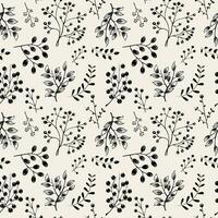 Monochrome floral pattern. Seamless background with leaves and branches. Hand drawn botanical wallpaper vector