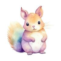 Watercolor colorful squirrel. Vector illustration with hand drawn squirrel. Clip art image.