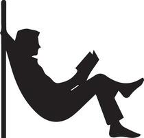 Reading man on hammock vector silhouette 2