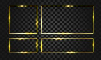 Gold square frame set luxury collection on checkered background vector