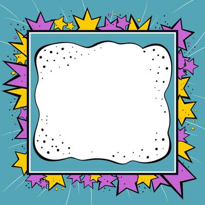 Comic blue background with frame design. Comics speech bubble for text pop art design.