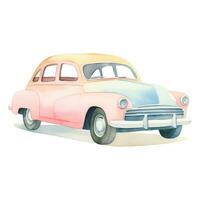 Watercolor vintage retro car isolated on white background. Vector illustration