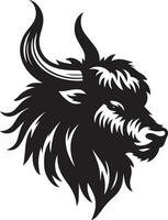 Yak Animal head vector silhouette illustration black color 16