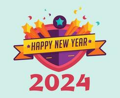 2024 Happy New Year Holiday Design MultColor Abstract Vector Logo Symbol Illustration With Cyan Background