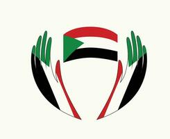 Sudan Emblem Flag With Hands Symbol Middle East country Abstract Design Vector illustration