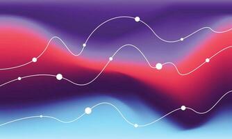 Colorful fluid gradient mesh with wavy lines and dots. Purple, red, and blue color gradation background. Smooth blurred gradient backdrop for poster, banner, presentation, or catalog. vector