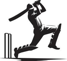 jugador de cricket actitud vector silueta