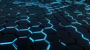 Abstract technological hexagonal background digital Technology Network Background Illustration Futuristic point wave. photo