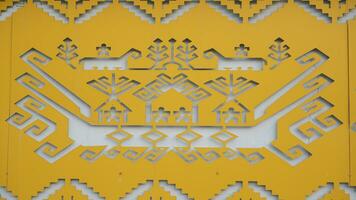 Siger or traditional crown Lampung yellow color pattern for abstract background. Ethnic Lampung Pattern. Yellow tapis pattern special Lampung. typical crown of Lampung pattern abstract photo