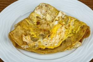 Lavash bread roasted with egg photo