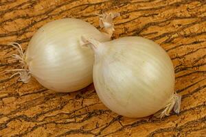 White onion on the wooden photo